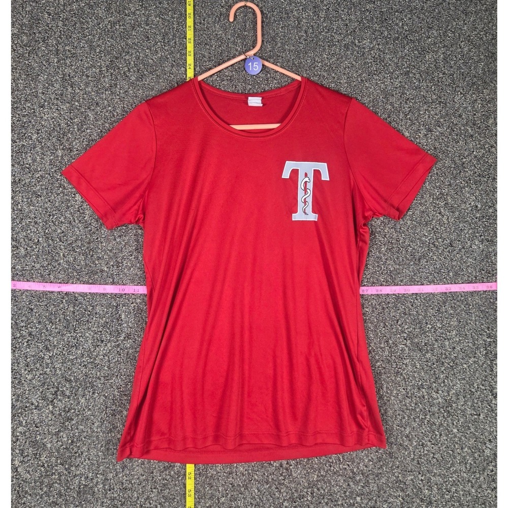 Tek Gear T-Shirt Womens Large Red Caduceus Medical Graphic Active Top